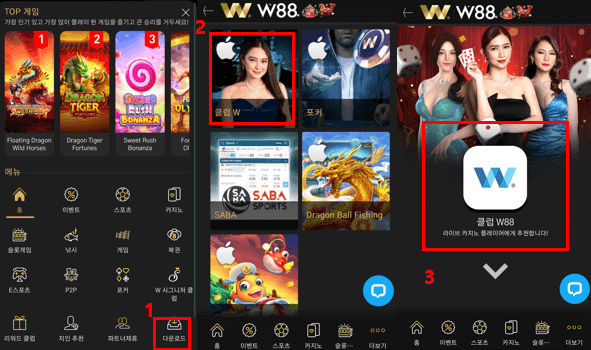 W88 iOS 앱 설치 및 기기 관리 설정 방법 스크린샷