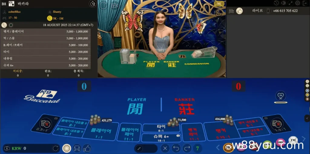 W88 라이브 카지노 플레이 화면